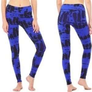 Alo Yoga Electric Tie Dye Airbrush Leggings Size S Blue/Purple and Black